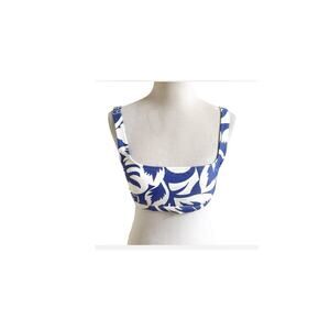 Madewell Second Wave Bikini Top Blue White NWT Padded Size XL Summer Beach